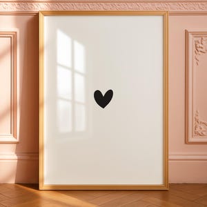 Minimalist Black Heart Print, Modern heart Wall Art (Digital Download)