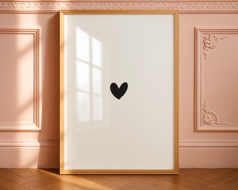 Minimalist Black Heart Print, Modern heart Wall Art (Digital Download)