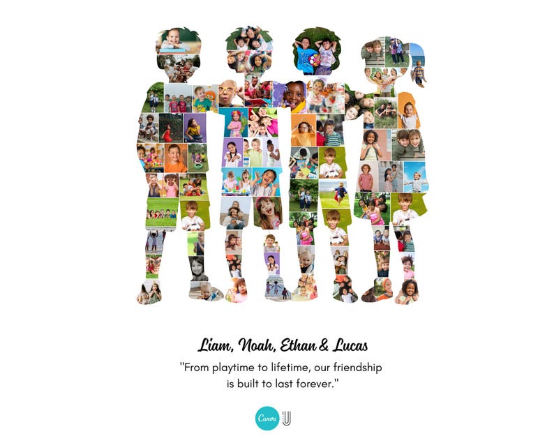 Friends Photo Collage, Customizable Canva Template (Digital Download