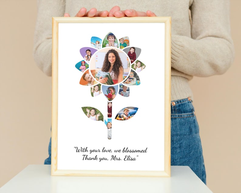 Dahlia Flower Teacher Photo Collage: End of Year Gift (Digital File)