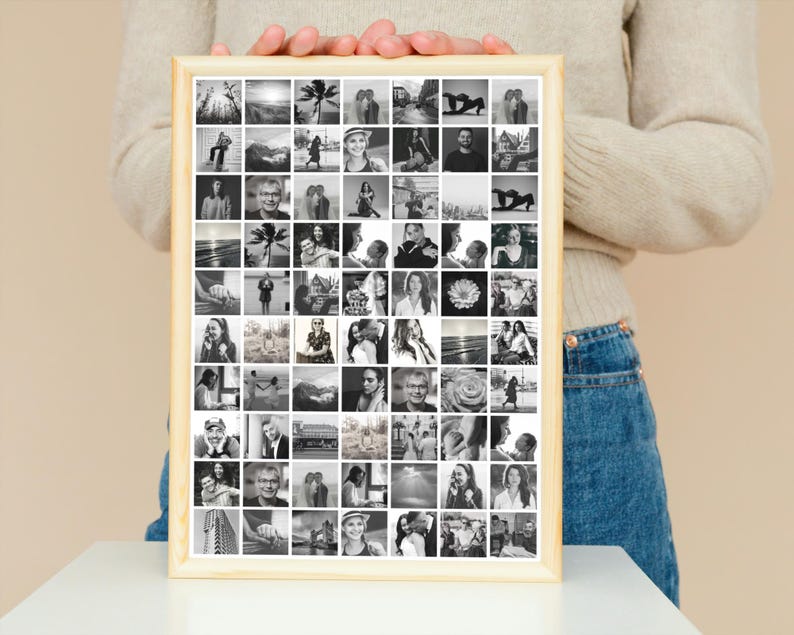 70 Photo Collage Template, Minimalist Grid (Canva Digital Download)