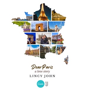 France Map Photo Collage: Paris Love Story, Honeymoon Gift (Digital Download)