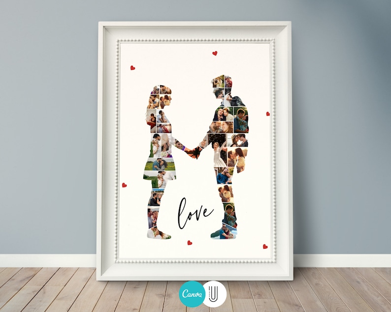 Couples Photo Collage Template, Anniversary Gift (Canva)