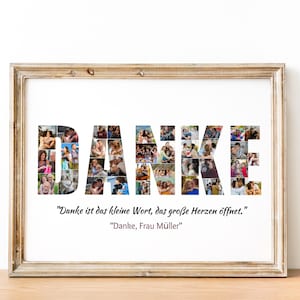 Photocollage personnalisé « DANKE », cadeau de remerciement pour les enseignants, maman, papa, entraîneur, amis et collègues, photocollage Danke, jour de remerciement