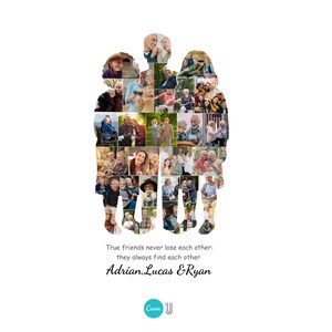 Custom BFF Silhouette Photo Collage – Personalized adult Friendship Gift image 4