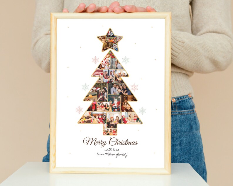 Custom Christmas Photo Collage: Xmas Tree Gift (Digital File)