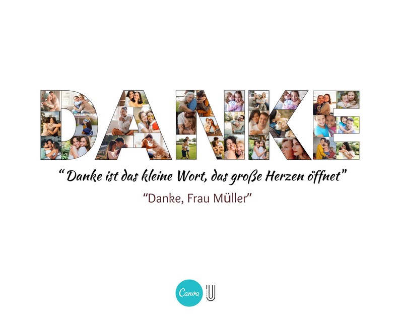 Personalized 'DANKE' Photo Collage Template: Thank You Gift (Digital Download)