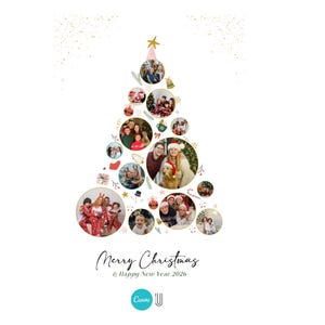 Custom Christmas Photo Collage: Xmas Tree Gift (Canva Template)