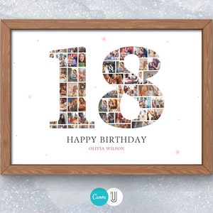 18th Perspective,18th Birthday Party Decoration, Custom 18th Birthday Photo Collage - Picture Collage , Personalized Gift