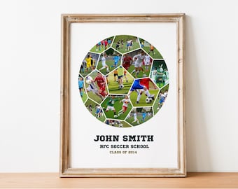 Soccer Photo Collage Gift for Team, Senior Night Gift, Football Girl Team and Coach Gift, Sports Photo Collage for Kids, Son or Daughter