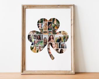 Shamrock Photo Collage Template: Heart Leaf Grid (Digital Download)