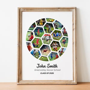 Personalized Soccer Ball Photo Collage Template, Graduation Gift, Senior Night Gift, Player Gift, Gift for Coach, Gift for Dad, Canva