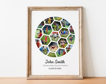 Personalisierte Fußball Foto Collage Vorlage, Abschlussgeschenk, Senior Night Geschenk, Spieler Geschenk, Geschenk für Trainer, Geschenk für Papa, Canva