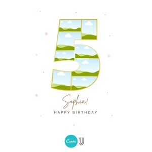 5th Birthday Photo Collage Gift: Personalized Number Five Keepsake (Digital Download)
