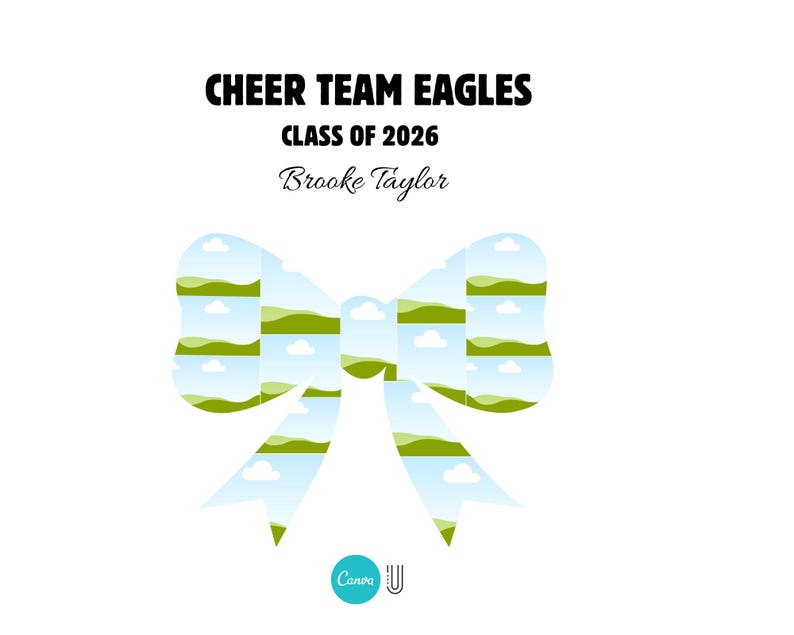Cheer Bow Photo Collage | Senior Cheerleader Gift (Editable Canva Template)