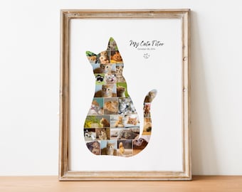 Modelo de colagem de fotos de gato: presente em memória do animal de estimação (Canva)
