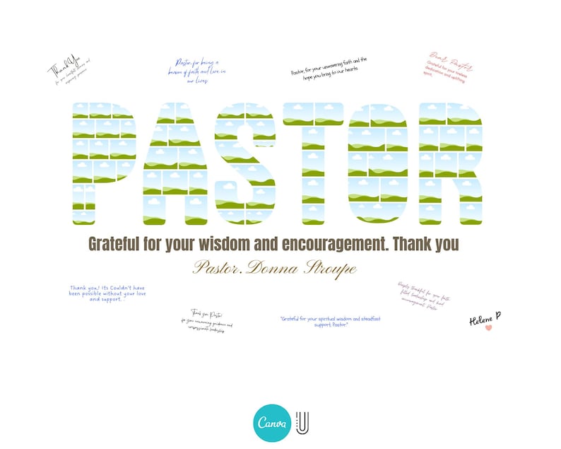 Pastor Appreciation Photo Collage: Christian Church Group Gift (Canva Digital Template)