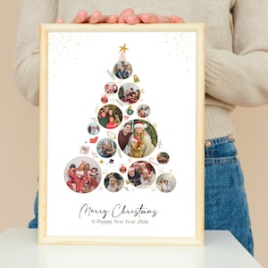 Custom Christmas Photo Collage: Xmas Tree Gift (Canva Template)