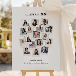 Sjabloon voor een fotocollage ter ere van je afstuderen: Bord met 'Klas van 2025' (digitale download voor Canvas) afbeelding 1