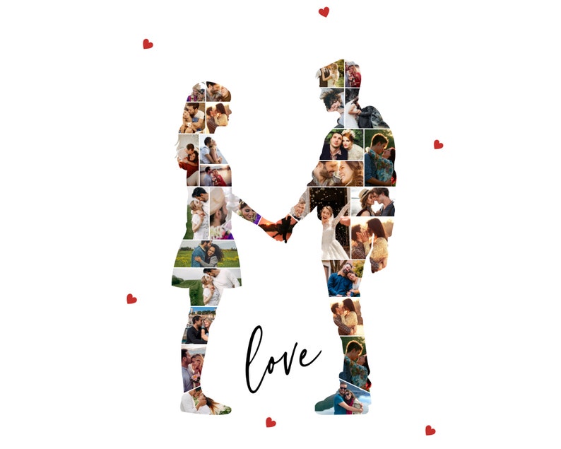 Couples Photo Collage Template, Anniversary Gift (Canva)