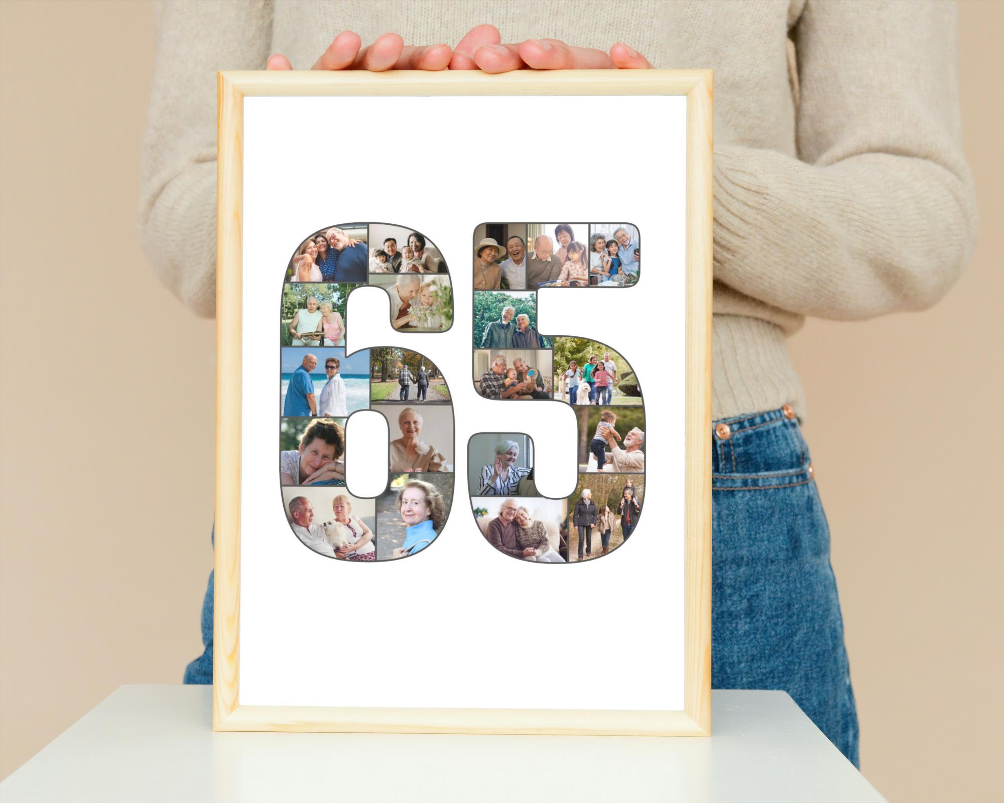 65th Birthday Photo Collage Template: Canva Frames (digital Download ...