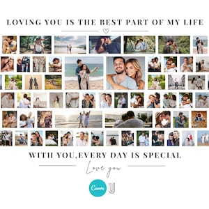70 Photo Collage Template, Modern Grid Design (Digital Download Canva Template), Easy to Use