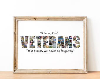 Personalized Veterans Day Photo Collage: Patriotic Military Gift (Digital Download Canva Template)