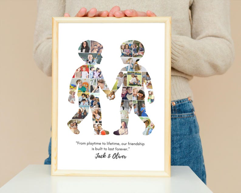 Friends Photo Collage Gift, Two Boys Keepsake (Digital Download)