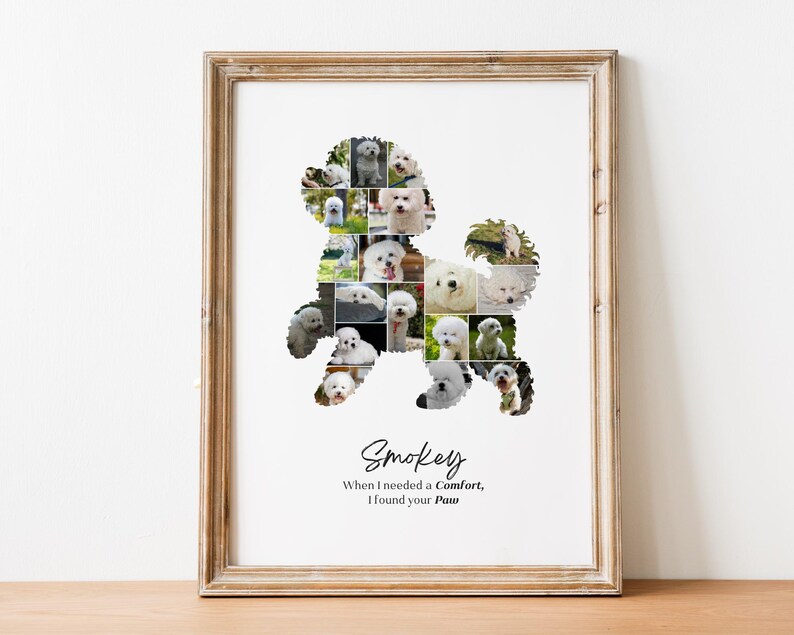 Personalized Bichon Frisé Photo Collage - Dog Pet Memorial Gift - Custom Made with Your Digital Pictures