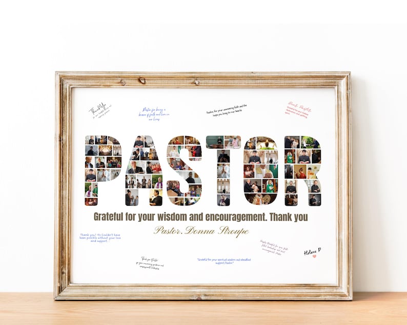 Pastor Appreciation Photo Collage: Christian Church Group Gift (Canva Digital Template)