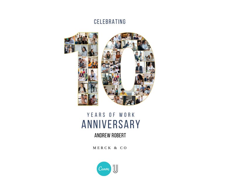 10th Work Anniversary Photo Collage Gift (Digital File)