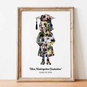 Little Girl Kindergarten Graduation Photo Collage Editable Canva Template (Digital Download)