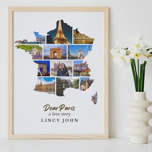 France Map Photo Collage: Paris Love Story, Honeymoon Gift (Digital Download)