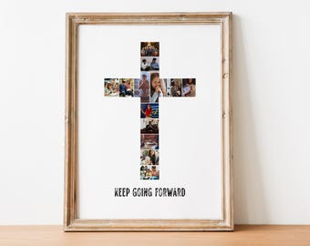 Cross Collage Canva Template Custom Photo Collage Baptism Gift Christening Gift Confirmation Collage Religious Gift