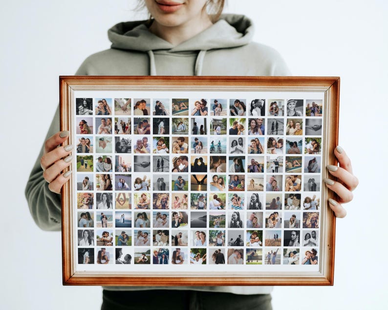 117 Wedding Photo Collage Template, Anniversary Keepsake, Minimalist Grid Design Poster, Landscape Portrait, Editable in Canva