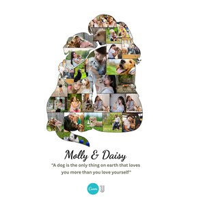 Custom Dog Photo Collage Template, Dog and Girl Photo Collage Gift, Dog Lover Memorial, Custom Pet Collage