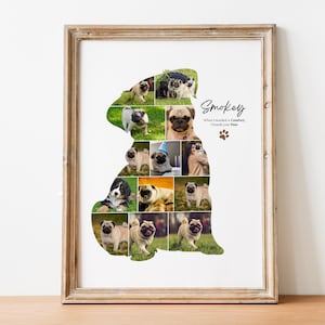 Custom Pug Photo Collage Gift: Dog Memorial (Canva Template)