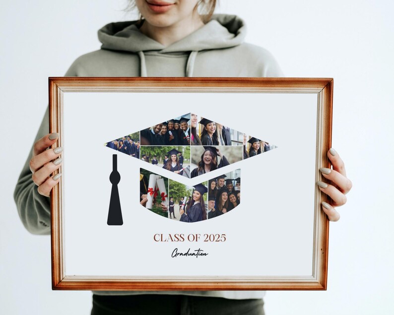 Graduation Cap Photo Collage Template: Senior Gift (Editable in Canva)