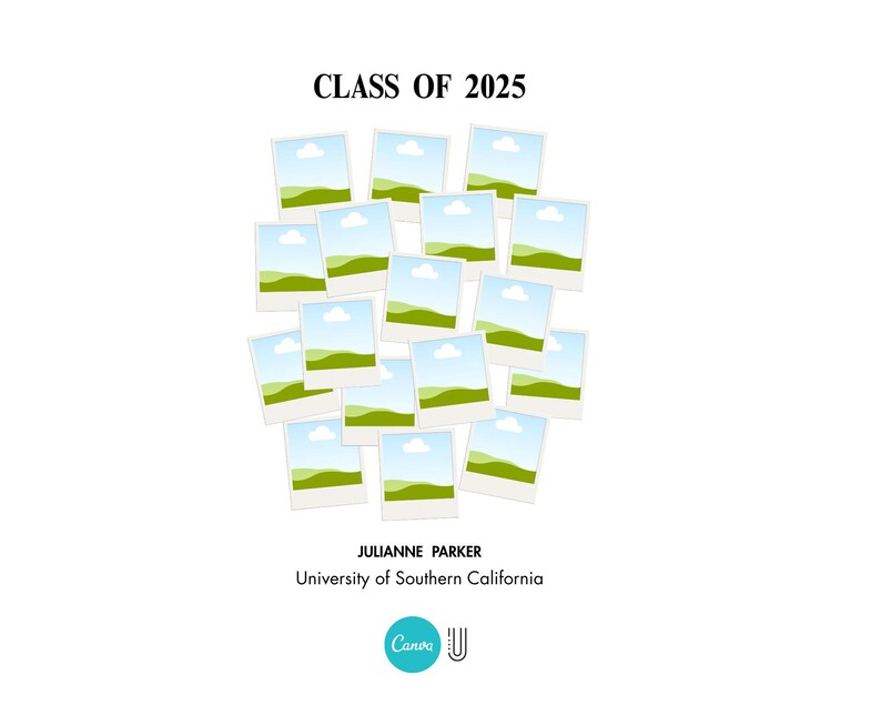 Graduation Photo Collage Template: Class of 2025 Sign (Canva Digital Download)