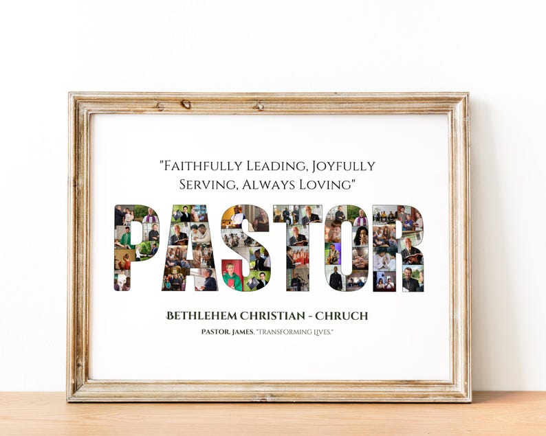 Pastor Appreciation Photo Collage: Christian Group Gift (Digital File)
