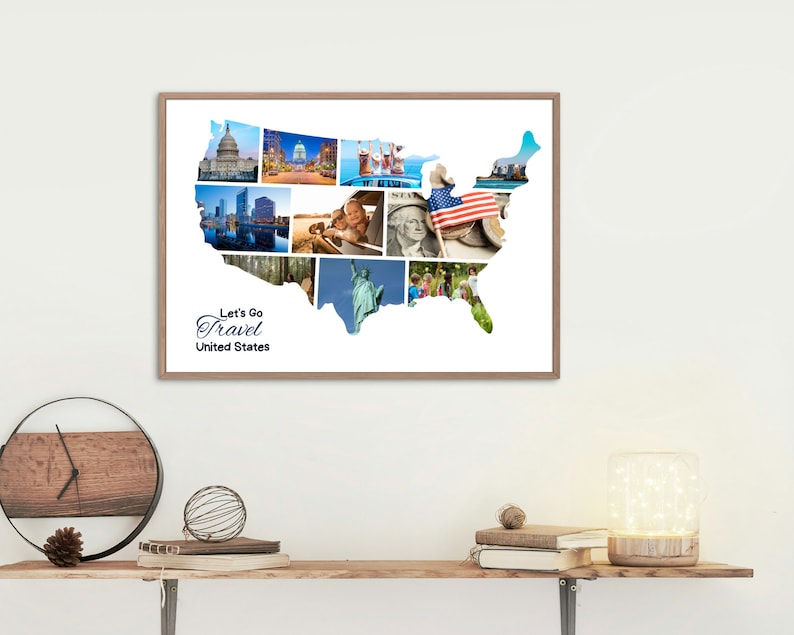US Map Photo Collage: Custom Travel Gift (Digital File)