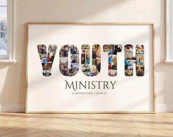 Youth Ministry Photo Collage Canva Template for Christian Youth Pastors, Kids Ministry Anniversaries, and Personalized Ministry Leader Wall