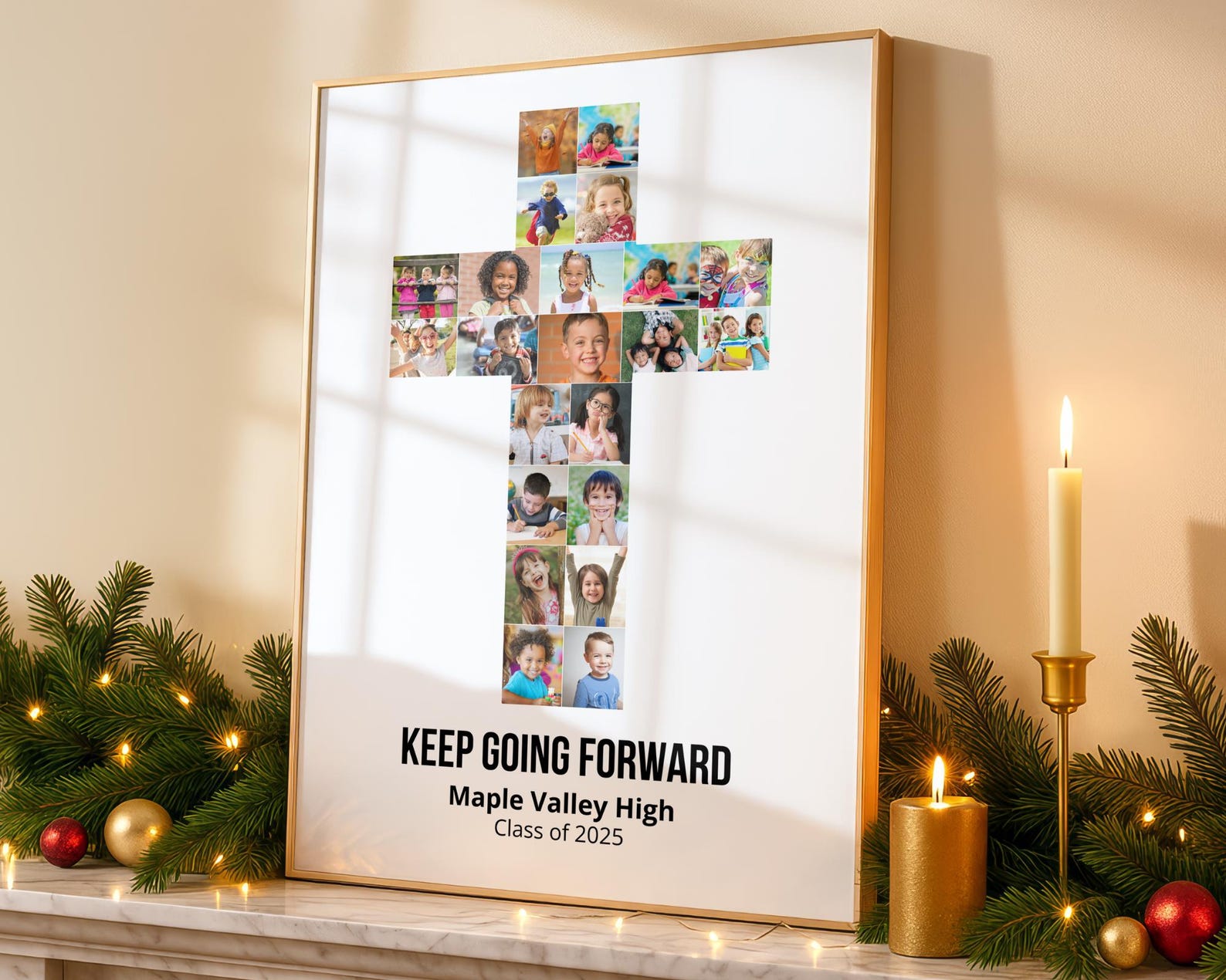 Cross Photo Collage Canva Template Baptism Gift Baby Baptism Keepsake ...