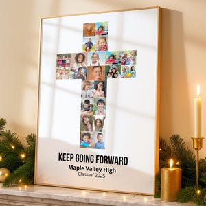 Cross Photo Collage Template: Graduation Keepsake (Canva Editable)