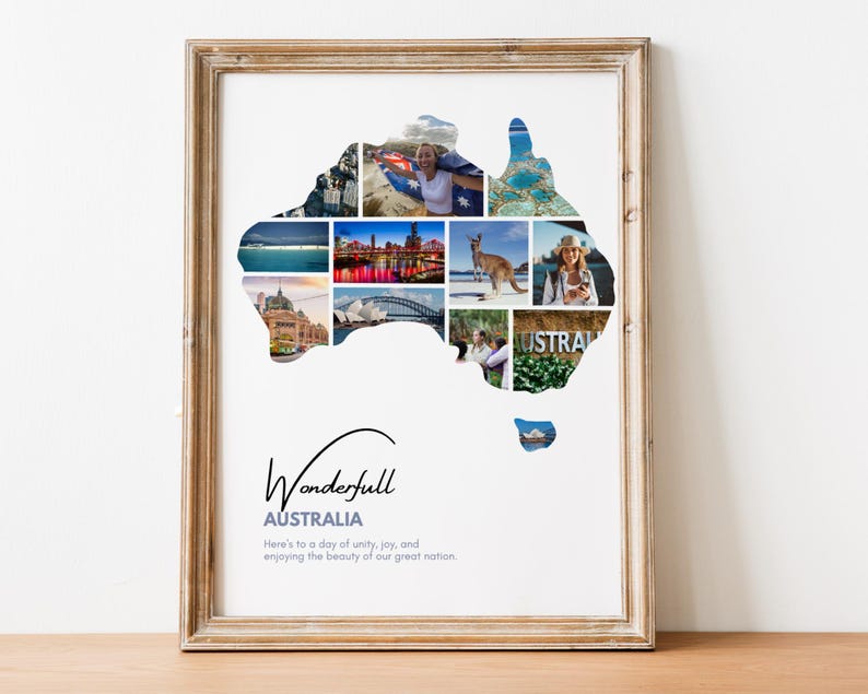 Australia Map Photo Collage: Custom Travel Gift (Digital File)