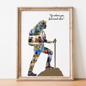 Female Hiker Photo Collage Template, Adventure Wall Art (Canva Template)