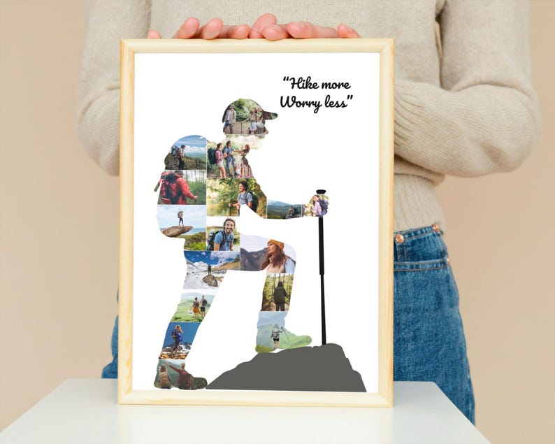 Male Hiker Photo Collage Template, Adventure Gift (Canva Template)