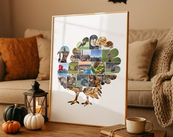 Turkey Photo Collage Template: Thanksgiving Family Memories (Digital File)