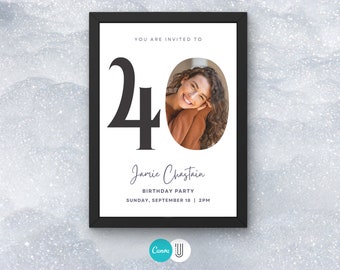 40th Birthday Photo Collage, Canva Frame Template (Digital Download)
