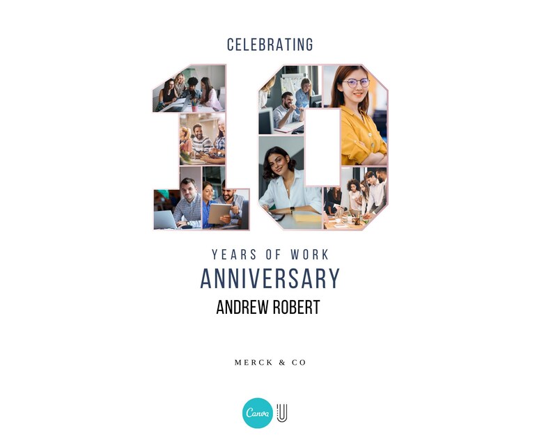 10th Work Anniversary Photo Collage Gift (Digital File)